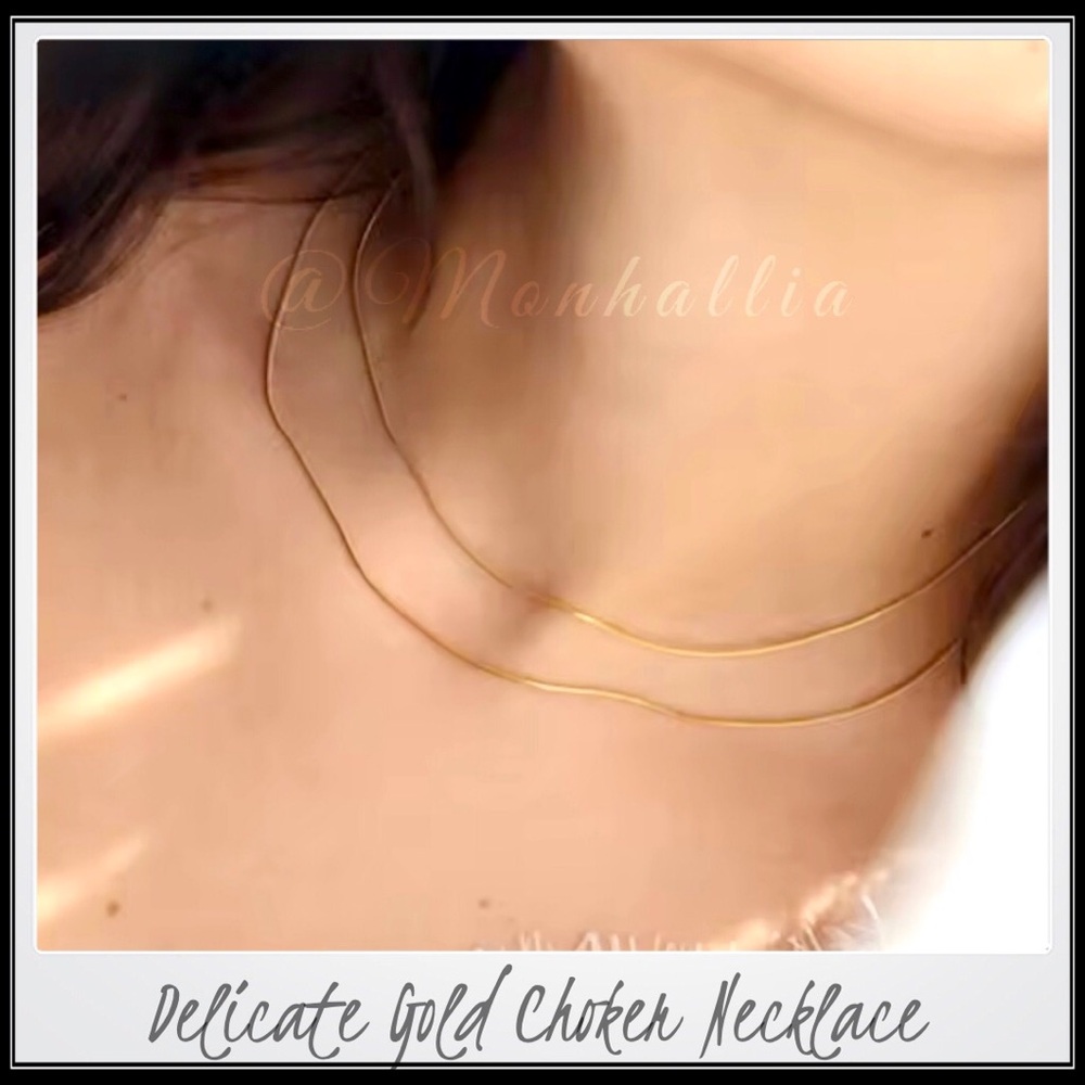 NEW GOLD DELICATE STEEL SNAKE CHAIN CHOKER NECKLACE